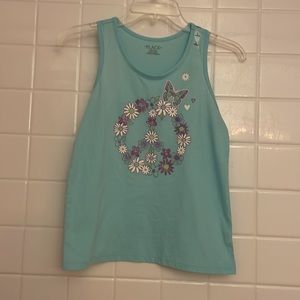 Children Place blue, sleeveless, racerback, crew neck tank top,  L (10/12)